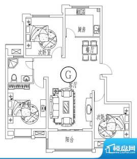 西城晶华G户型三室两面积:115.00平米