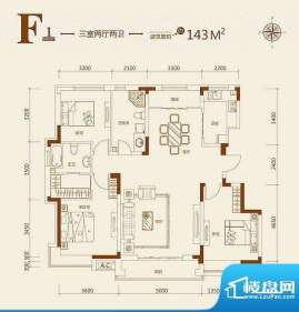 益田枫露F1户型图 3面积:143.00平米