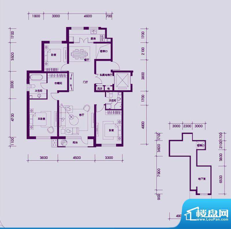 大禹华邦二期A2户型面积:219.00平米