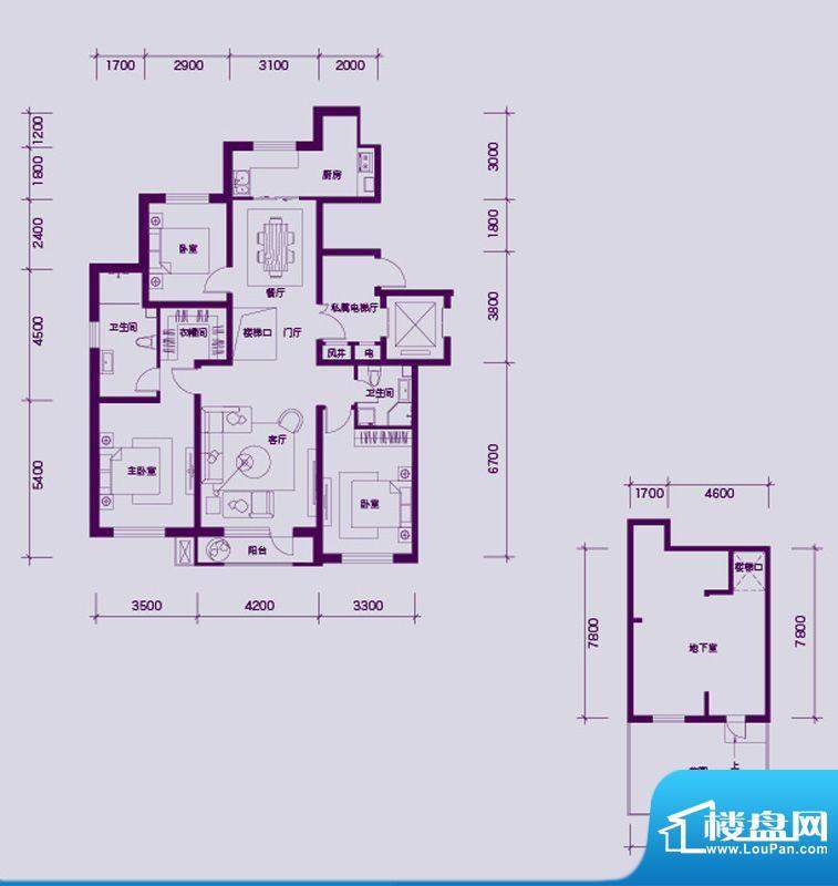 大禹华邦二期B户型图面积:200.00平米