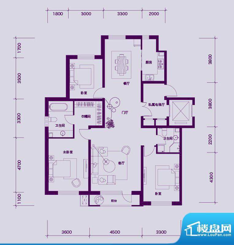 大禹华邦二期A户型图面积:149.00平米