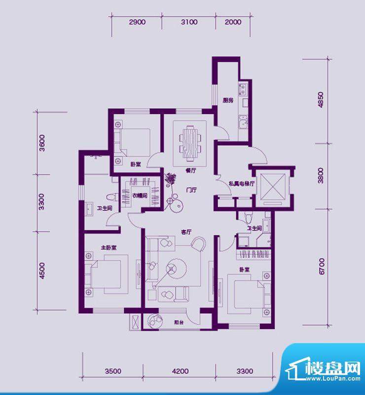 大禹华邦二期B1户型面积:144.00平米