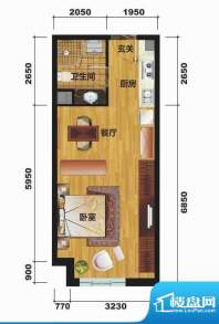 万科蓝山公寓01户型面积:52.00平米