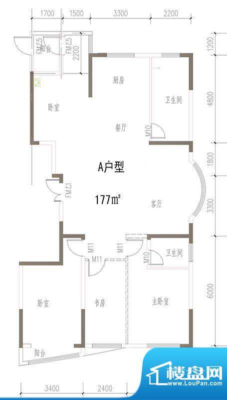 风尚国际A户型 4室2面积:177.00m平米