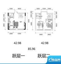 郡望安石跃层G户型图面积:85.96平米