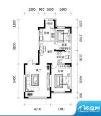 郡望安石T2户型图 2面积:89.53平米