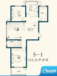 建中大学仕花园户型面积:115.31平米