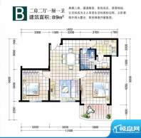 嘉宝花园二期户型B 面积:89.00平米