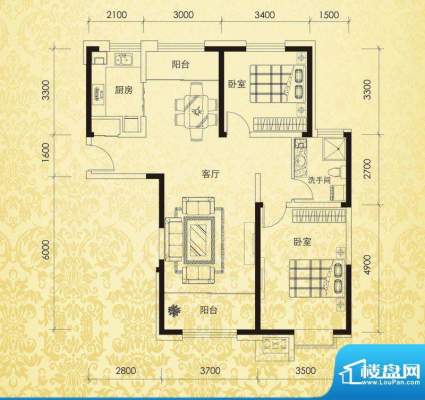 恒盛豪庭H-4户型图 面积:111.00平米