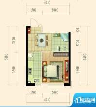 御景名都F户型图 1室面积:38.46平米