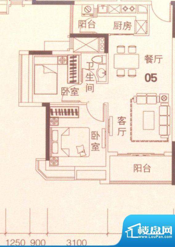 上林苑20栋1、2座05面积:67.00平米