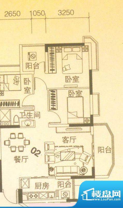 上林苑22栋2座02单位面积:89.00平米