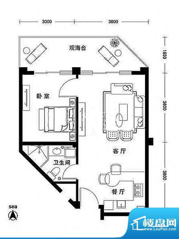 红磡香水湾一房户型面积:0.00平米