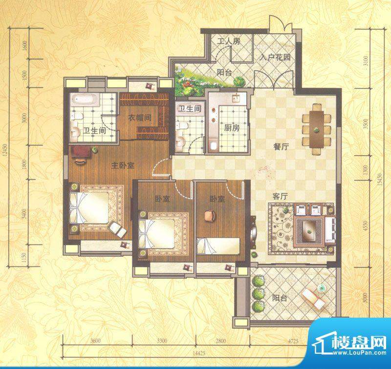 佛奥湾6座02单位 3室面积:164.93平米