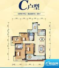 保利天玺C户型 4室2面积:157.00平米