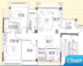 风度广场1栋5-9层B户面积:90.00平米