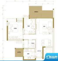 时代城A户型 2室2厅面积:76.00平米