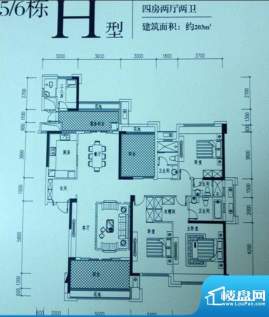 依云曦城5/6栋H户型面积:203.00平米