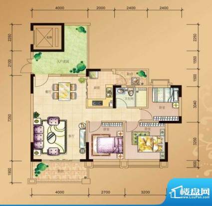 山水凯旋花园94㎡三面积:84.00平米