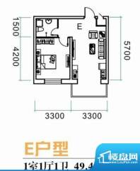 金色佳圆E户型图 1室面积:49.46平米