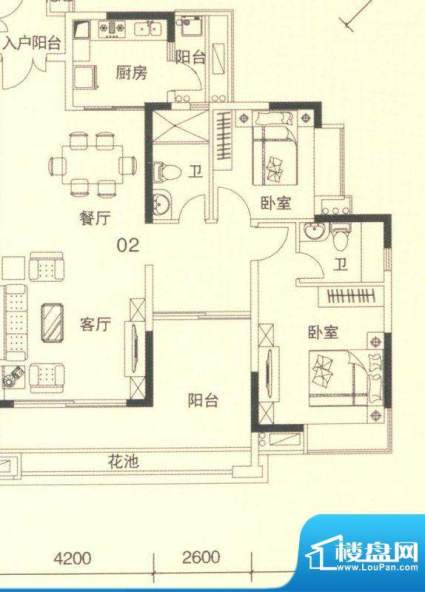 颐澳湾2座02单位 3室面积:112.00平米