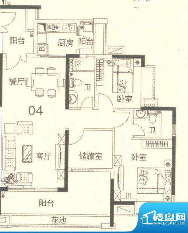 颐澳湾14座04单位 3面积:107.00平米