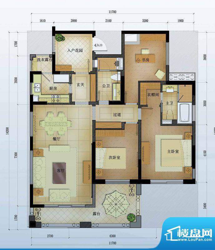 中信山语湖4D-01户型面积:148.00平米