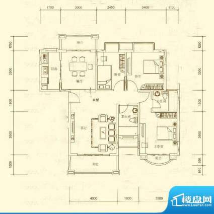 新君汇花地湾一栋B型面积:86.67平米