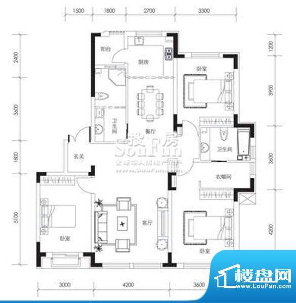 倚澜观邸二期D户型图面积:139.00平米