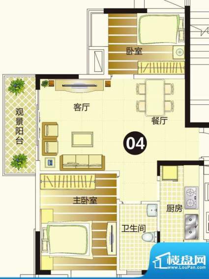 季华金品1座04户型 面积:78.00平米