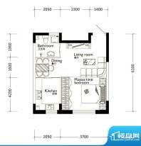 万龙第8城一期D户型面积:37.21平米