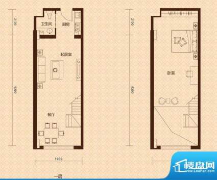 明翰国际LOFT公寓A2面积:60.19平米