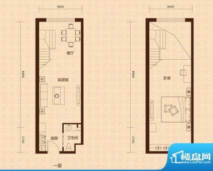 明翰国际LOFT公寓B1面积:56.32平米