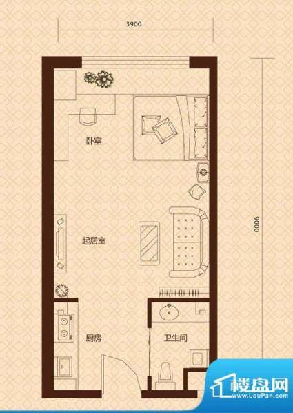 明翰国际SOHO公寓A1面积:46.20平米