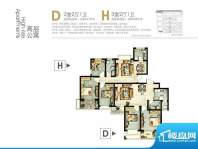 火炬东第公寓H户型 面积:86.83平米