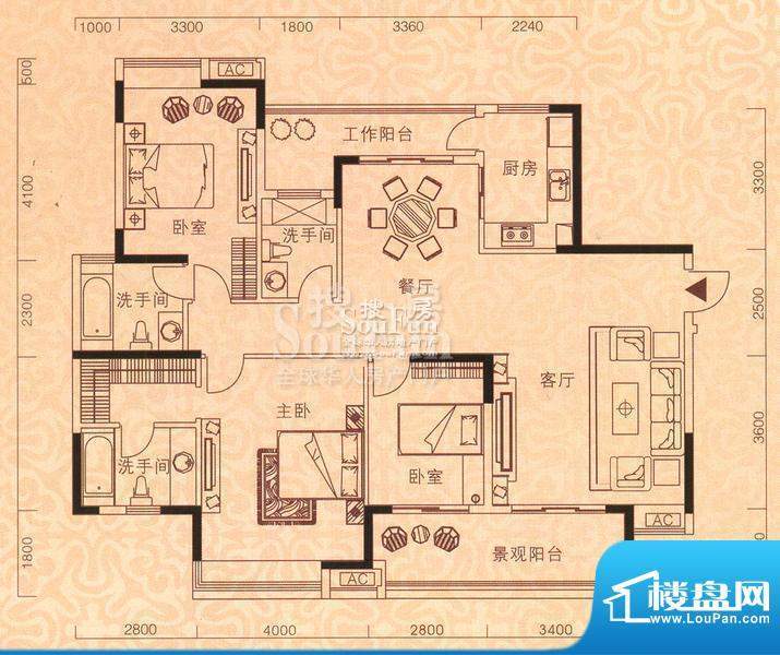 海琴水岸26#A户型 3面积:155.96平米