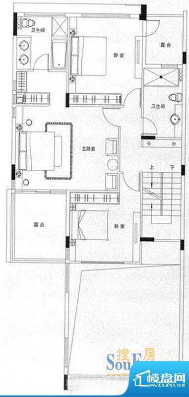 山水龙盘上叠墅 3室面积:110.00平米