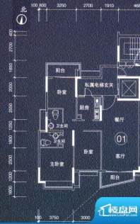 凯德瀚城18-19座01单面积:139.00平米