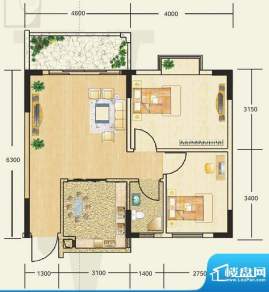 雍翠新城6-8座02户型面积:70.00平米