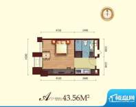 盈泰国际A户型图 1室面积:43.56平米