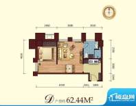 盈泰国际D户型图 1室面积:62.44平米