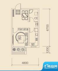 宜家观澜G1户型图 1面积:44.00平米