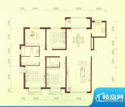 隆都翡翠湾一期B户型面积:160.00平米