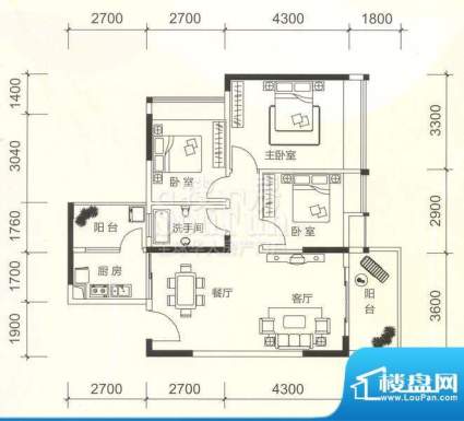 恒福新城幸福朗苑12面积:87.93平米