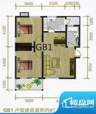 海御阳光户型图 2室面积:87.75m平米