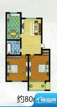 翠柳园户型图 2室2厅面积:80.00m平米
