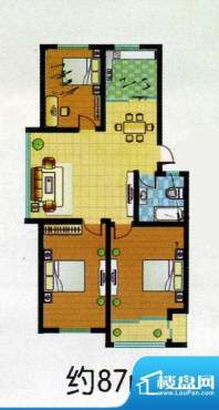 翠柳园户型图 3室2厅面积:87.00m平米