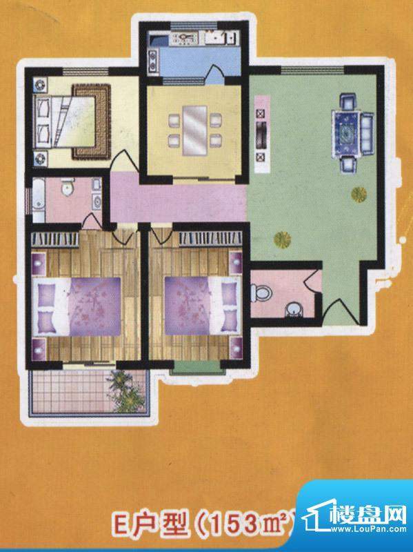 阳光公寓标准层E户型面积:153.00m平米