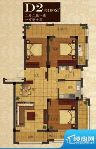 恒联锦园D2户型 2室面积:106.00m平米