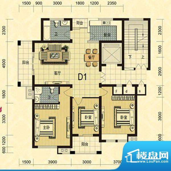 银泰花园D1 3室2厅2面积:140.20m平米